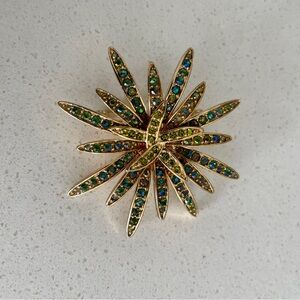 Gold green blue Brooch